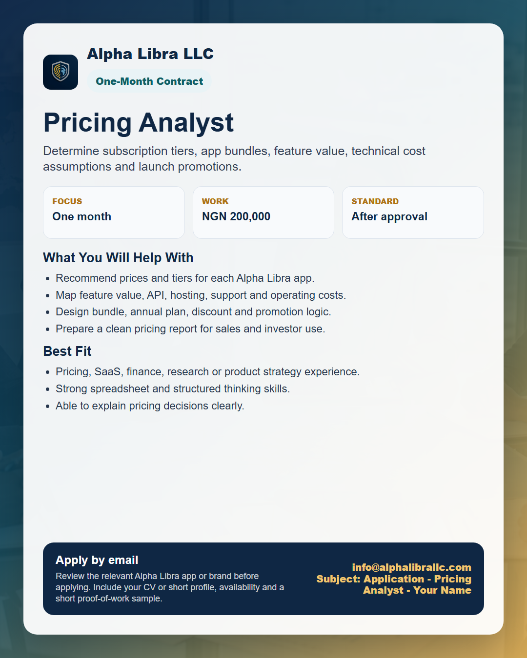 Pricing analyst subscription and tier strategy flyer