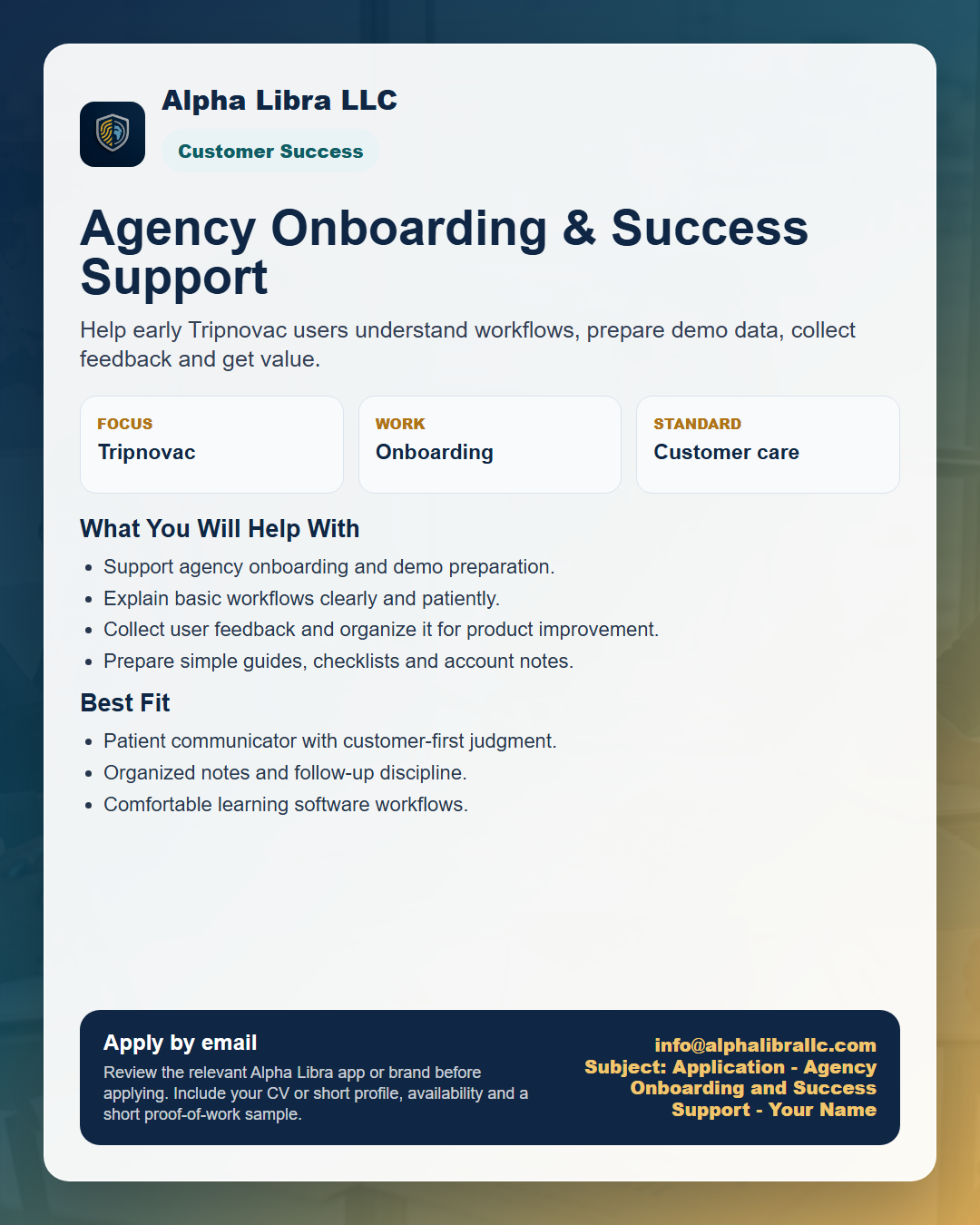 Agency onboarding and success support flyer