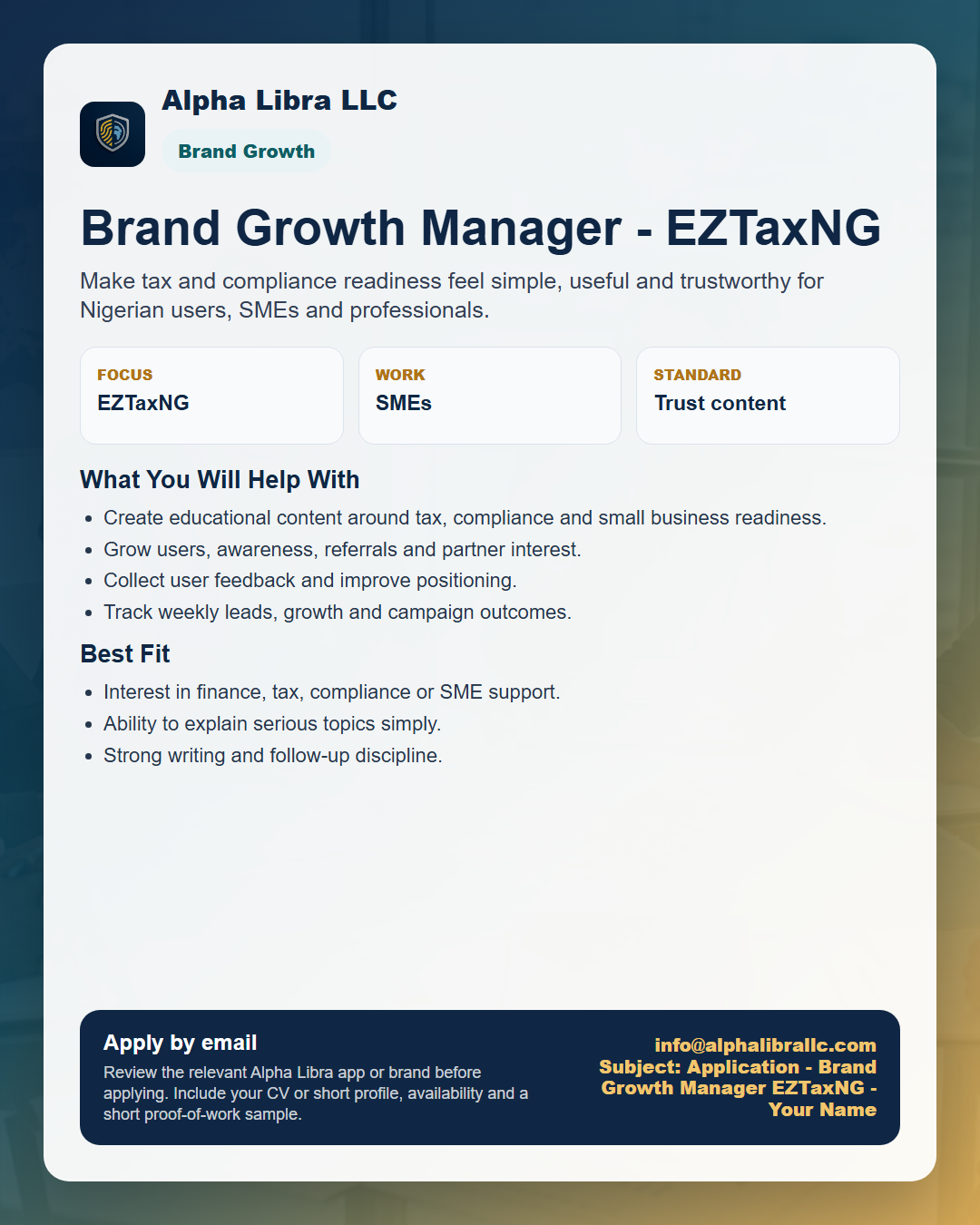 EZTaxNG brand growth manager flyer
